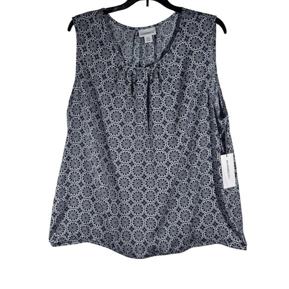 Liz Claiborne Womens Sleeveless Blue Floral Tank Top Size Medium Polyester NWT - Picture 1 of 6